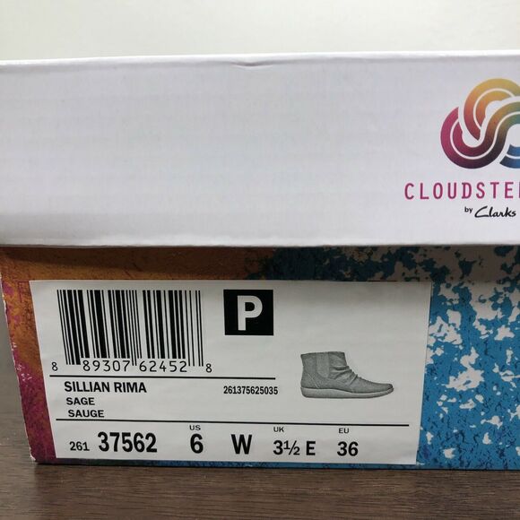 NEW Clarks Cloudsteppers Sillian Rima Ankle Boots Women's Size 6W, Sage - Picture 5 of 5